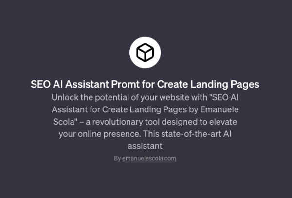 SEO AI Assistant Promt for Create Landing Pages