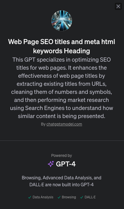 AI chatgpt Web Page SEO titles and meta html keywords Heading